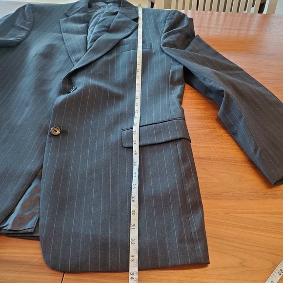 Hart Schaffner Marx Pinstripe Wool Men's formal career Suit Sz 44L Charcoal gray - Picture 11 of 16